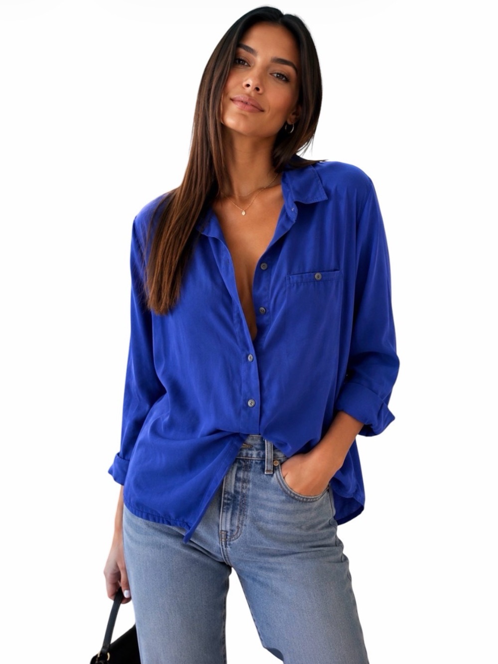 Chico's Royal Blue Faux Suede Shirt